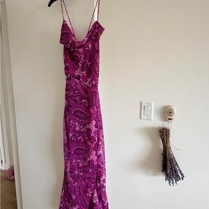 NWT Zara Purple/Magenta Backless Dress